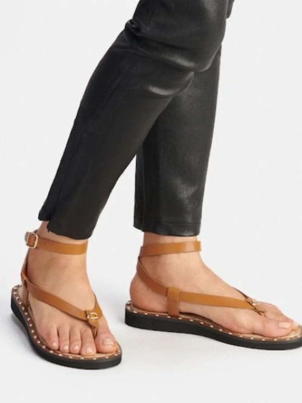 COACH Gracey Leather Espadrille Thong Sandals